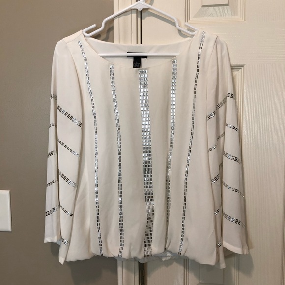 Alfani Tops - Alfani size 4 Blouse - cream with silver beading